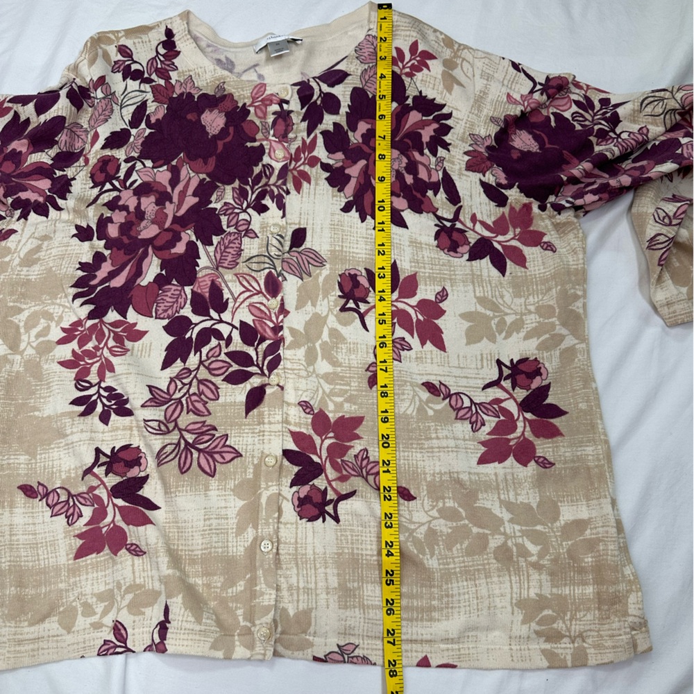 CJ Banks Beige Floral Cardigan Sweater Size 2X - Picture 6 of 8
